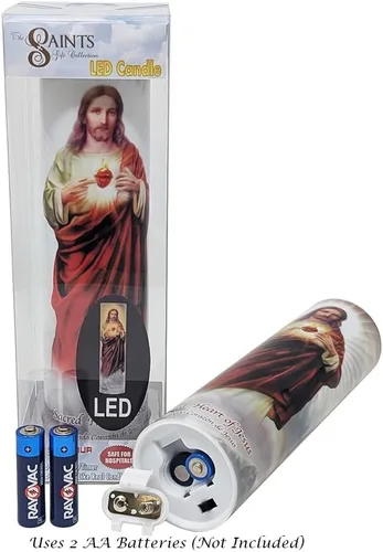 Vista 4 de Vela LED de oración de devoción sin llama Sagrado Corazón de Jesús