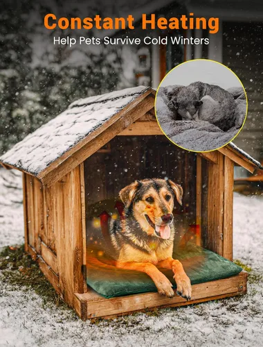 Vista 2 de PETNF Almohadilla térmica para mascotas al aire libre para gatos y perros, control automático de temperatura de 100.4-107.6 °F, impermeable, Verde