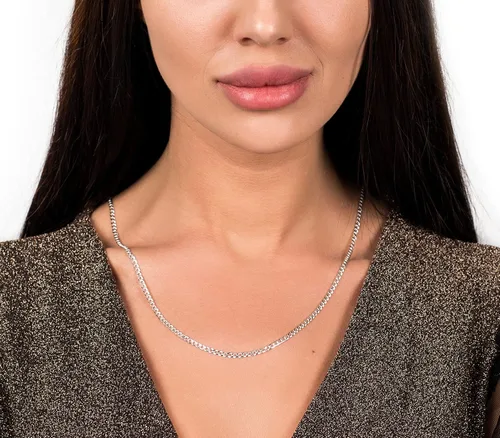Vista 5 de Savlano Collar de cadena de eslabones cubanos de plata de ley 925 de 0.098in para hombres y mujeres, hecho en Italia, viene en caja de regalo