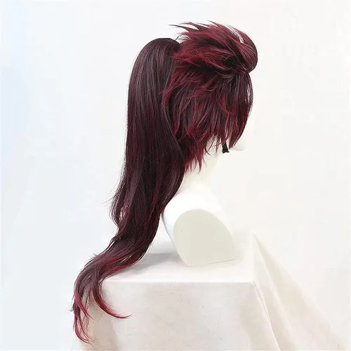 Vista 5 de BYOOTI 70cm Slayer Kimetsu No Yaiba Cosplay Wigs Kamado Tanjirou Wig Long Heat Resistant Synthetic Hair + Wig Cap