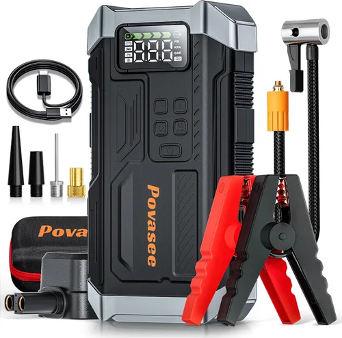 Vista 9 de Povasee Arrancador de 4000 amperios, arrancador de batería de 12 voltios (10L de gasolina, motor diésel de 10L), arrancador de batería de coche