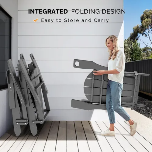 Vista 7 de VINGLI Sillas Adirondack de plástico, plegables con soporte para tazas, material de polietileno de alta densidad impermeable, cómoda capacidad