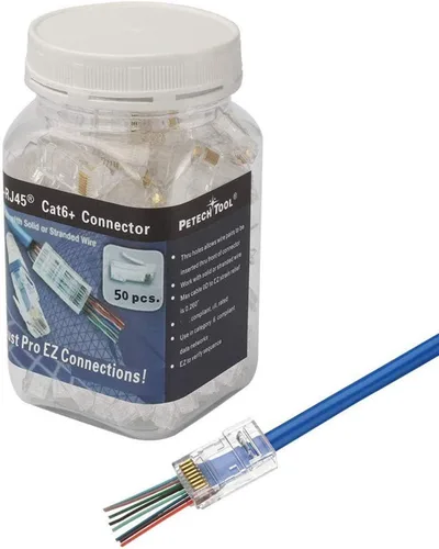 Vista 5 de RJ45 CAT6 CAT6A - Conector de paso de 23 AWG, paquete de 50 cables - End Bold Ethernet 8P8C - Enchufe modular chapado en oro