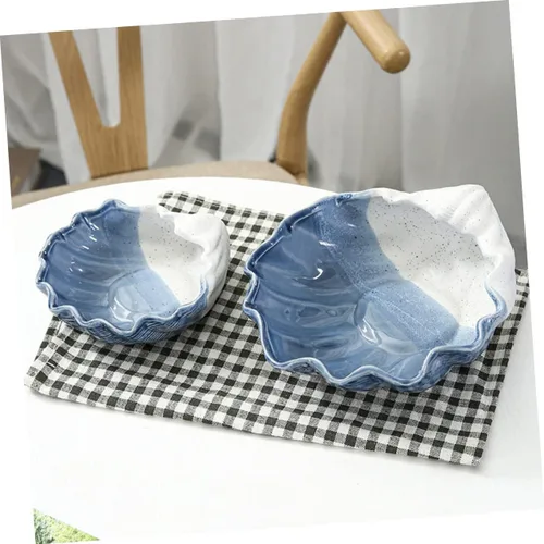 Vista 7 de Angoily 2pcs Jewelry Tray Desk Organizers Jewelry Storage Tray Earring Holder Ocean Theme Plate Storage Plate Shell Shaped Storage Tray Decorative
