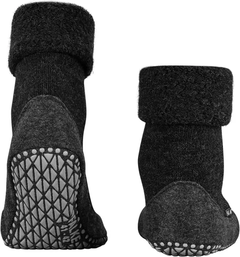 Vista 2 de FALKE Calcetines Cosyshoe tipo pantufla para hombre para invierno y otoño, con agarre en la suela, acogedores y cálidos, lana merina, negro