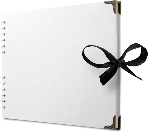 Vista 20 de Bstorify - Álbumes de fotos cuadrados de 36 páginas de 18 x 18 cm, papel kraft negro grueso, 250 g/m², libro de recuerdos, cierre de cinta, ideal
