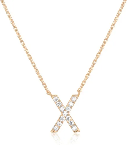Vista 87 de PAVOI 14K White Gold Plated Cubic Zirconia Initial Necklace Letter Dainty Necklaces for Women