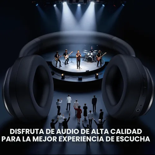 Vista 7 de Pointcinco Auriculares híbridos con cancelación activa de ruido, auriculares inalámbricos Bluetooth 6.0 sobre la oreja, tiempo de reproducción de 50