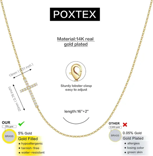 Vista 33 de Collar de cruz para mujeres y niñas, delicado chapado en oro de 14 quilates, gargantilla con dije de cruz que no se deslustra, impermeable, moderno