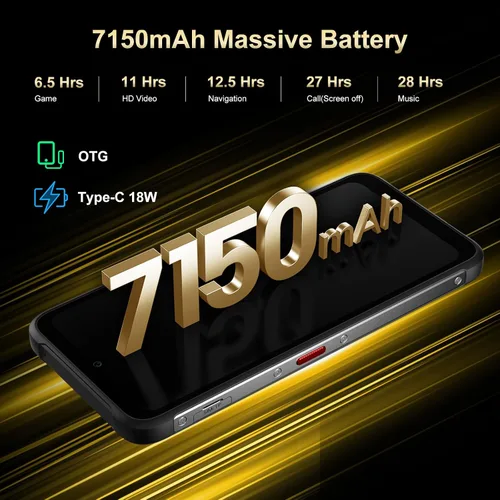 Vista 5 de FOSSIBOT F112 Pro 5G Smartphone resistente desbloqueado, 24GB+256GB/1TB Android 14 Teléfono resistente, 7150mAh batería teléfono celular, pantalla