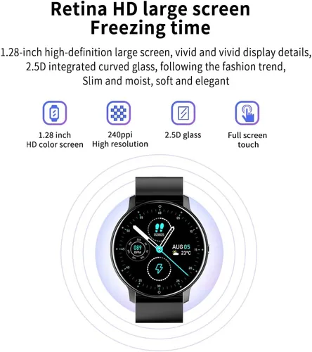 Vista 4 de Reloj inteligente para TCL 20 A 5G – Relojes de seguimiento de actividad física para hombres y mujeres, IP67 resistente al agua con pantalla táctil