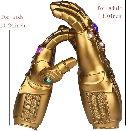 Vista 3 de Guantelete de guantelete de guerra infinito para niños, brazo electrónico, portátil, luz LED, PVC, guantes de Thanos, regalo para decoraciones