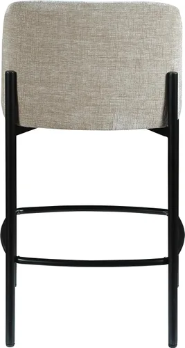 Vista 5 de Meridian Furniture 429Beige-C Burton Collection Modern Taburete contemporáneo con tela de felpilla beige suave, marco de metal negro mate, 17.5