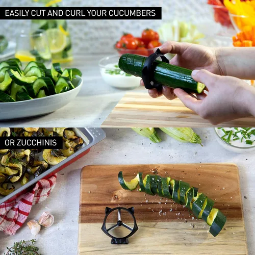 Vista 5 de Peleg Design Rizador de verduras de gato rizado, espiralizador de mano para pepinos y calabacines, cortador de verduras, cortador en espiral