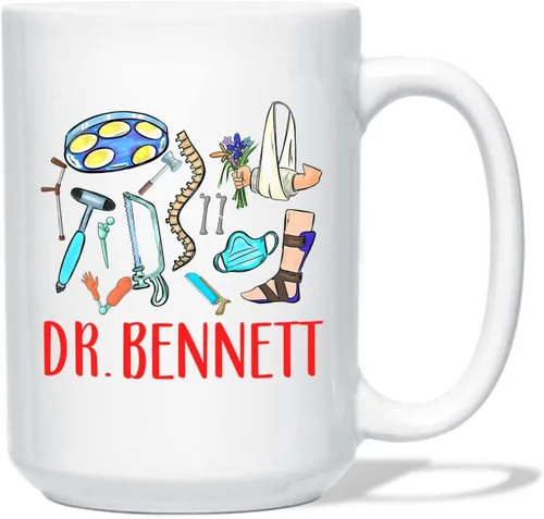 Vista 14 de Taza de café con nombre personalizada para hombres, mujeres, cirujano médico, taza de café blanca personalizada para cirujano ortopédico, taza