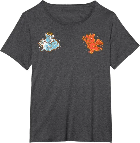 Vista 24 de Camiseta de gato ángel y diablo sentado en tu hombro Nerd Kitten, Negro