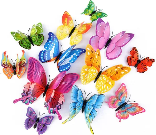 Vista 20 de OPSEAM - Calcomanías 3D de mariposa, 24/48 unidades, para decoraciones de pared, fiestas, con imanes (morado, 24)