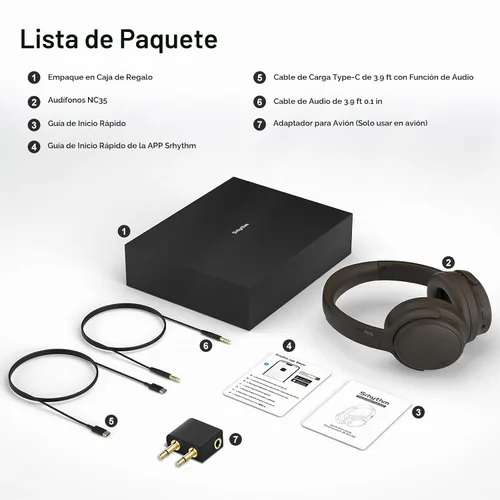 Vista 11 de Srhythm NiceComfort 35 (2.ª generación) Auriculares híbridos con cancelación de ruido, Bluetooth inalámbrico 6.0, 5 micrófonos con ENC