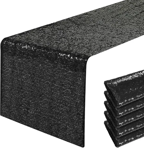 Vista 64 de Pufogu - Camino de mesa de lentejuelas brillantes de 12 x 72 pulgadas para fiestas de cumpleaños, decoración de bodas, despedidas de soltera