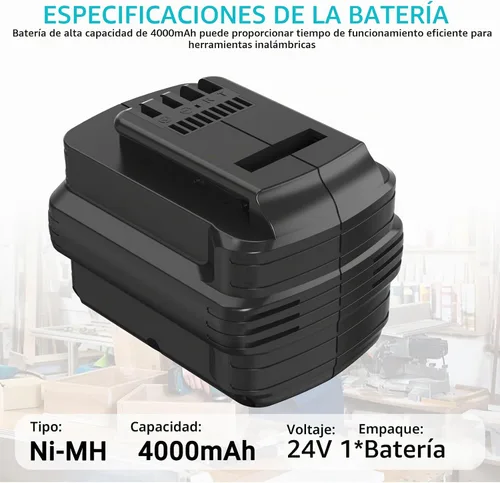 Vista 2 de CREABEST Batería NI-MH de 24V 4000mAh para Dewalt 24V Batería DW0240 DW0242