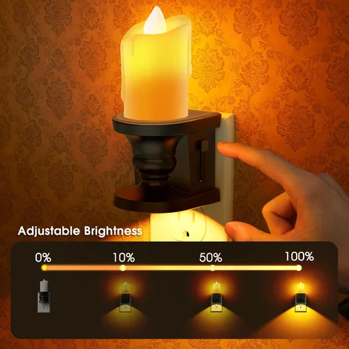 Vista 5 de Briignite Flameless Candle Night Light, Amber Night Lights, Dusk to Dawn