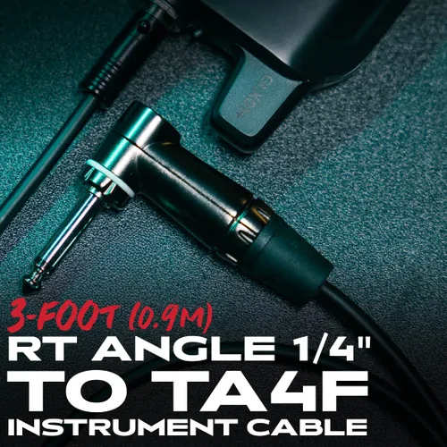 Vista 2 de Cableworks by Gator Cases Composer Series 3 pies en ángulo recto 1/4" a TA4F Cable de instrumento para transmisor inalámbrico Bodypack