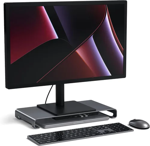 Vista 6 de Satechi - Soporte para monitor USB-C Hub, 3 puertos USB 3.0, para computadoras de escritorio USB-C data port, micro/SD card readers, audio jack