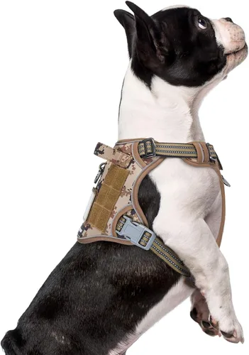 Vista 32 de BUMBIN Arnés táctico para perros pequeños sin tirones, famoso arnés de TIK TOK sin tirones para cachorros, arnés reflectante inteligente para Negro