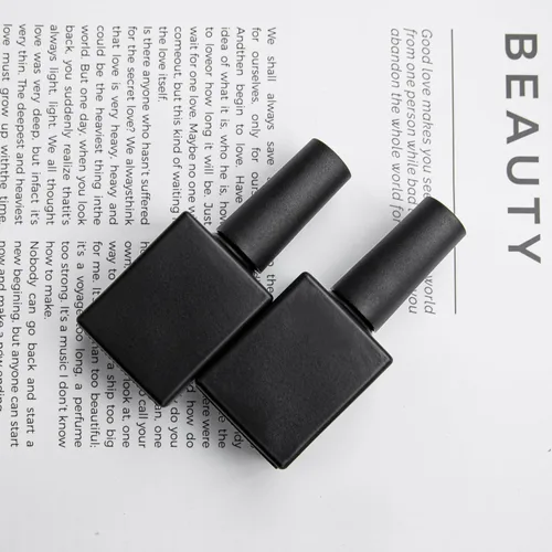 Vista 9 de Botellas vacías de esmalte de uñas de gel con cepillo de 0.3 onzas líquidas, color negro, cuadrado opaco de vidrio rellenable, botellas de esmalte