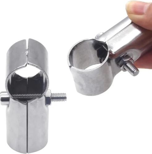 Vista 5 de 6 juegos de abrazaderas en T, acero inoxidable, plateado, abrazaderas para tubos, 1-1/4" DE, 32MM
