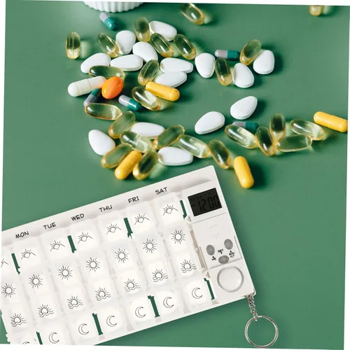 Vista 9 de 7 mini pastilleros reloj despertador de viaje Mini reloj despertador caja de bloqueo para contenedores de medicamentos 7 días caja de píldoras caja