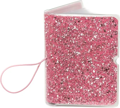 Vista 2 de Soporte para tarjetas de crédito para mujeres, soporte para cupones de tarjetas de fidelidad y organizador con 32 ranuras para tarjetas, Rosa