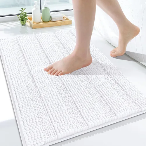 Vista 189 de Grandaily Alfombras de baño de felpilla a rayas de 24 x 16 pulgadas, extra gruesas y suaves, absorbentes, parte trasera de goma, alfombra de ducha