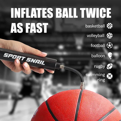 Vista 4 de Bomba de mano para pelotas – Bomba de aire portátil con aguja de 3 piezas y estuche compacto – Inflador deportivo pequeño – Voleibol, fútbol