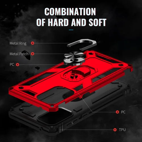 Vista 4 de Funda compatible con Xiaomi Poco X3 GT, compatible con Redmi Note 10 Pro (China), funda para teléfono 5G con soporte de anillo 2 en 1, color rojo