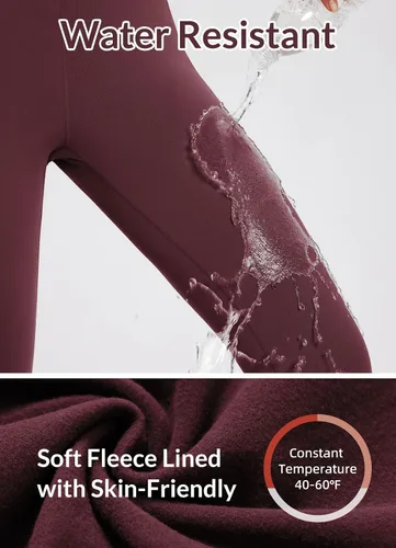 Vista 13 de baleaf Leggings con forro polar para mujer, impermeables, pantalones de senderismo de invierno, mallas térmicas para correr, bolsillos
