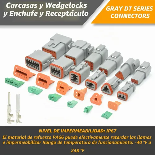 Vista 6 de Kit de conectores Deutsch de 116 piezas, DT 2, 3, 4, 6, 8, 12 pines, conectores eléctricos impermeables IP67 con enchufe con 40 pares, tamaño 16