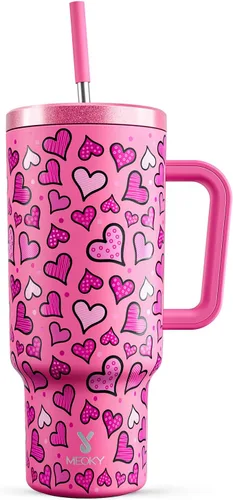 Vista 11 de Meoky - Vaso de 30 oz con asa, tapa y pajilla, taza de viaje térmica de acero inoxidable 100% a prueba de fugas, para portavasos, mantiene el frío