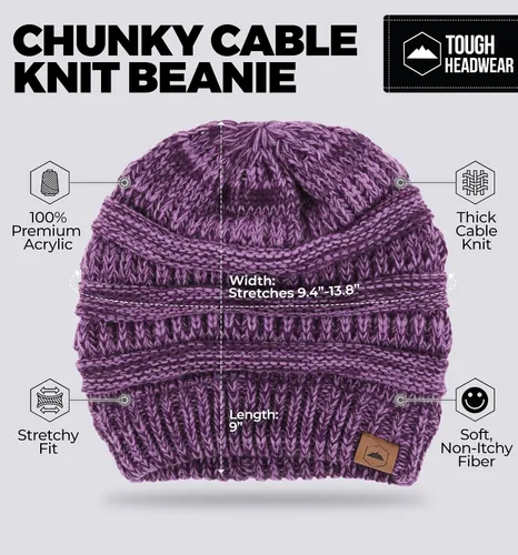 Vista 56 de Gorro de punto para mujer, cálido y suave, elástico, para clima frío de Tough Headwear