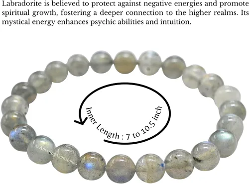 Vista 176 de Amazing Gemstone Crystal Bracelet for Women Men's Gifts - Protection Healing Crystal Bracelet - 8mm Gemstone Beaded Stretchable Bracelet Pulseras