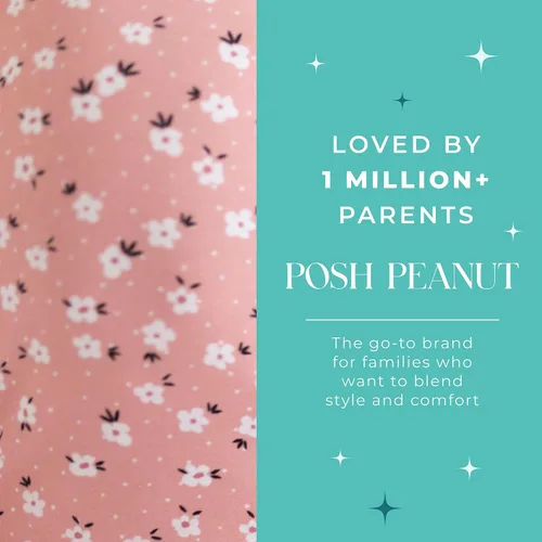 Vista 30 de Posh Peanut Pijamas para niñas, suaves, de viscosa de bambú para niños, pijamas a juego de manga larga para niñas