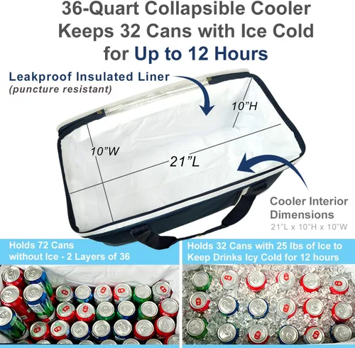 Vista 7 de Penn State - Enfriador de picnic de viaje con ruedas con capacidad para 64 latas, enfriador plegable a prueba de fugas, diseñado y aprobado