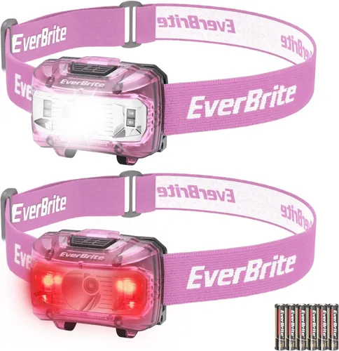 Vista 12 de EverBrite Faro, paquete de 5 faros para niños con luz roja y función de memoria, lámpara de cabeza para adultos y niños con 5 modos, faros