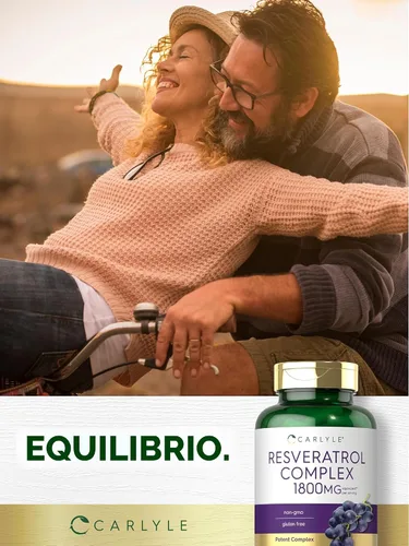 Vista 6 de Carlyle Suplemento de resveratrol 1800 mg 180 cápsulas Sin OMG y sin gluten Complejo potente