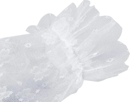 Vista 6 de Ayliss Guantes de encaje para mujer, guantes cortos de boda, elegantes guantes florales de novia de los años 20, ópera, baile, fiesta de té, cosplay