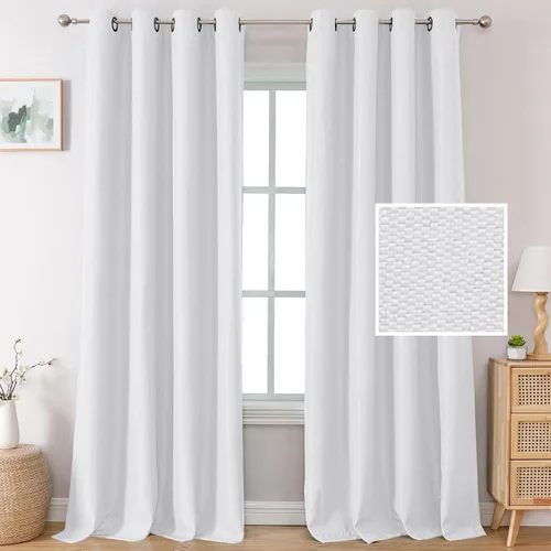 Vista 33 de H.VERSAILTEX Cortinas opacas de lino de 45 pulgadas de largo para dormitorio/sala de estar con aislamiento térmico con ojales, cortinas de lino