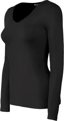 Vista 2 de Bozzolo Camiseta básica de manga larga con cuello en V para mujer