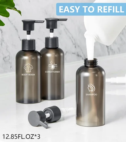 Vista 6 de Dispensador de champú para ducha, dispensador de jabón de ducha montado en la pared, dispensador de ducha de 3 cámaras sin taladro, dispensador
