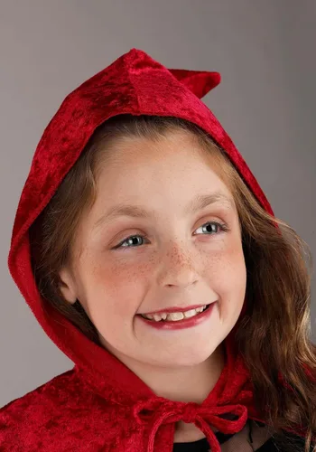 Vista 5 de Capa de terciopelo rojo con capucha para niños Capas de disfraz