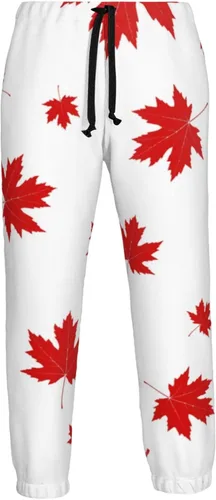 Vista 7 de ultaro Mens Joggers Sweatpants Red Maple Leaf Casual Pants Sports Jogging Trousers with Drawstring